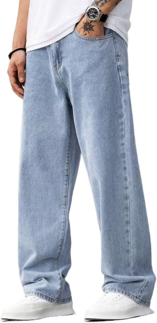 Baggy Jeans for Men Y2K Streetwear Vintage Wide Leg Loose Fit Denim Pants Hip Hop Skater Carpenter Jeans