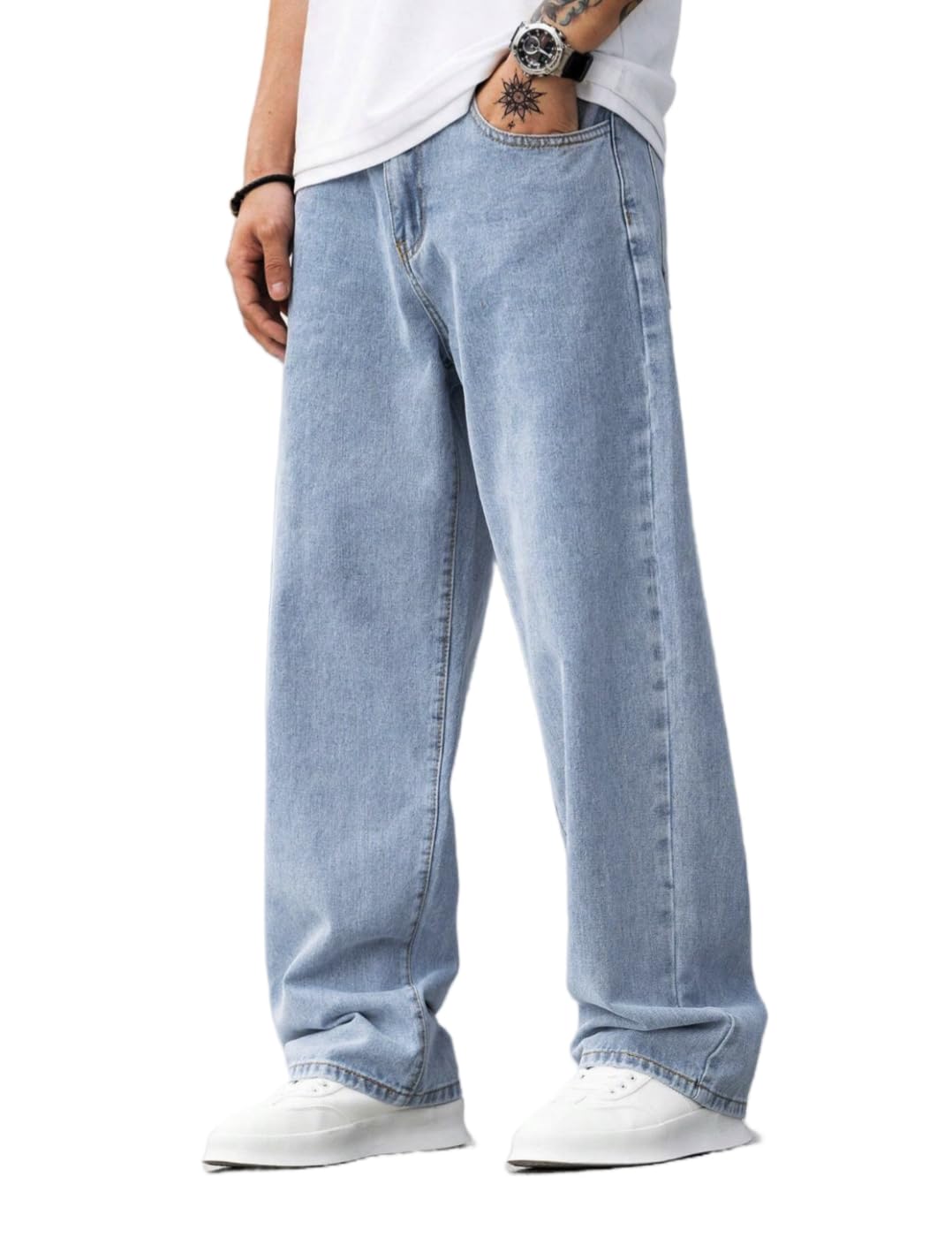 Baggy Jeans for Men Y2K Streetwear Vintage Wide Leg Loose Fit Denim Pants Hip Hop Skater Carpenter Jeans