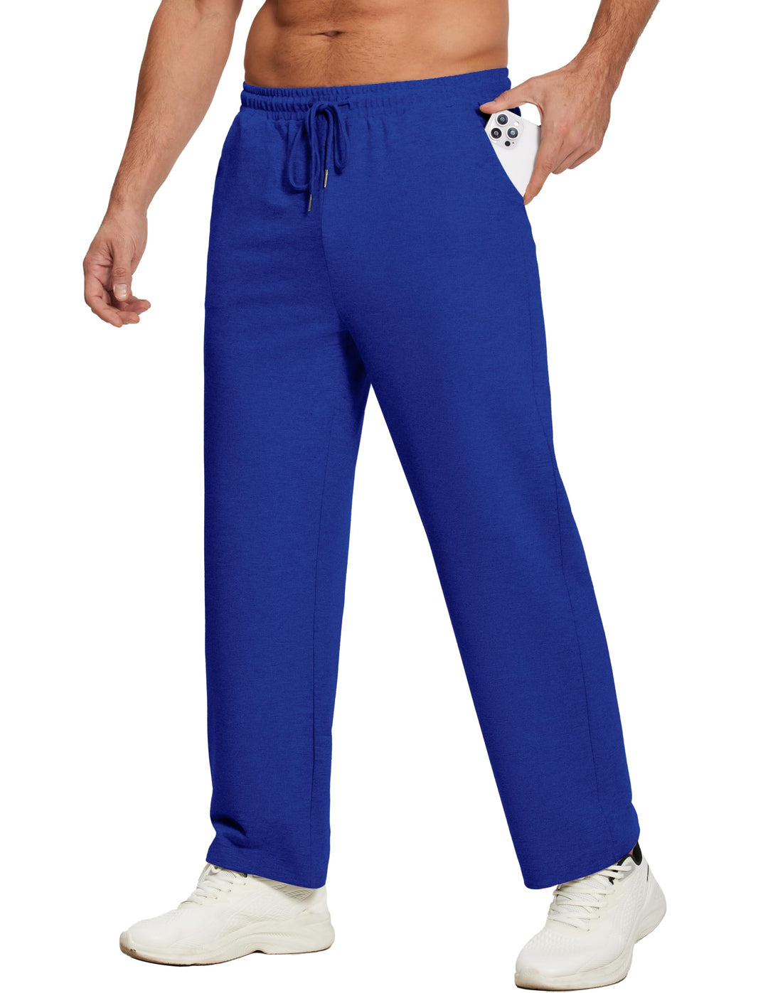 Deyeek Men's Lightweight Sweatpants Open Bottom Sweat Pants for Men Straight Leg Gym Sweatpants Lounge Pants with Pockets