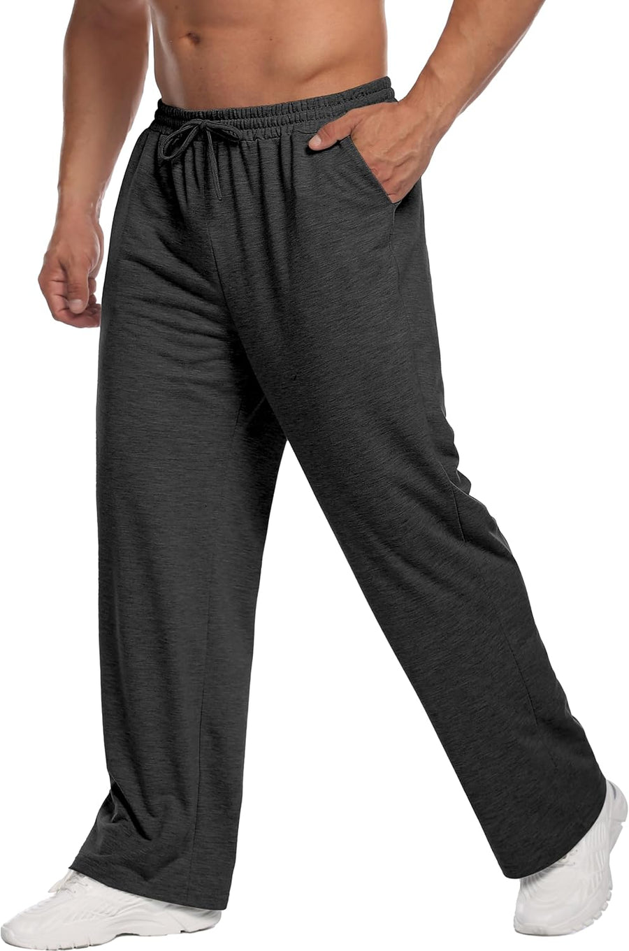 Deyeek Men's Lightweight Sweatpants Open Bottom Sweat Pants for Men Straight Leg Gym Sweatpants Lounge Pants with Pockets