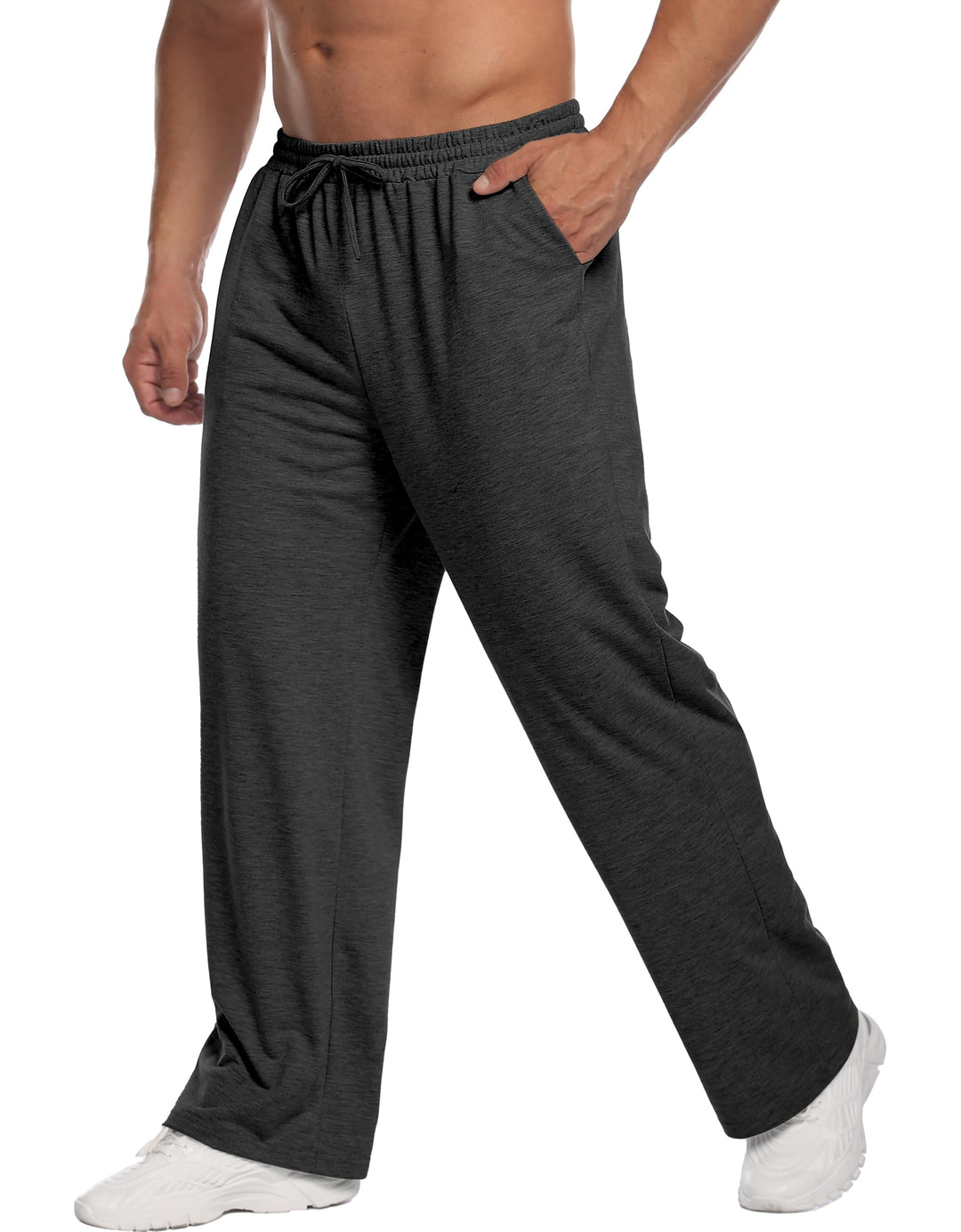 Deyeek Men's Lightweight Sweatpants Open Bottom Sweat Pants for Men Straight Leg Gym Sweatpants Lounge Pants with Pockets