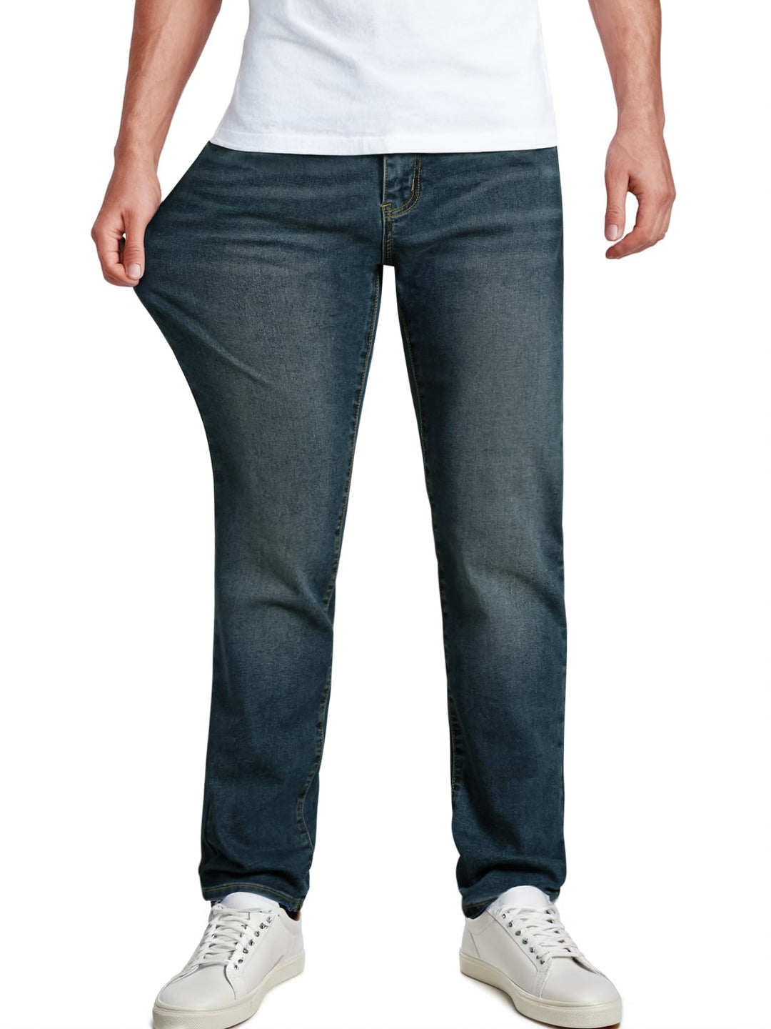 JMIERR Men's Stretch Jeans Regular Fit Straight Leg Casual Denim Pants