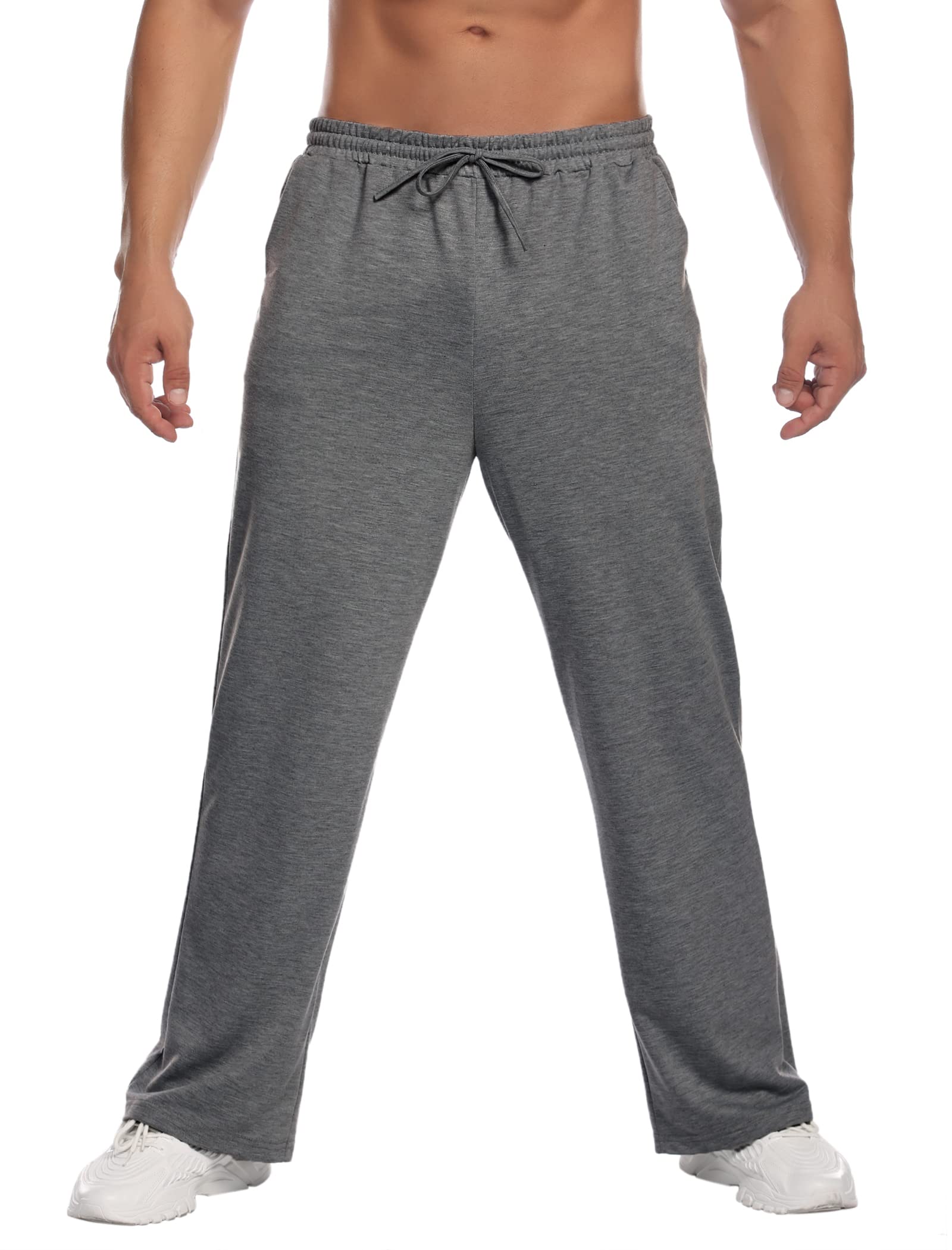 Deyeek Men's Lightweight Sweatpants Open Bottom Sweat Pants for Men Straight Leg Gym Sweatpants Lounge Pants with Pockets