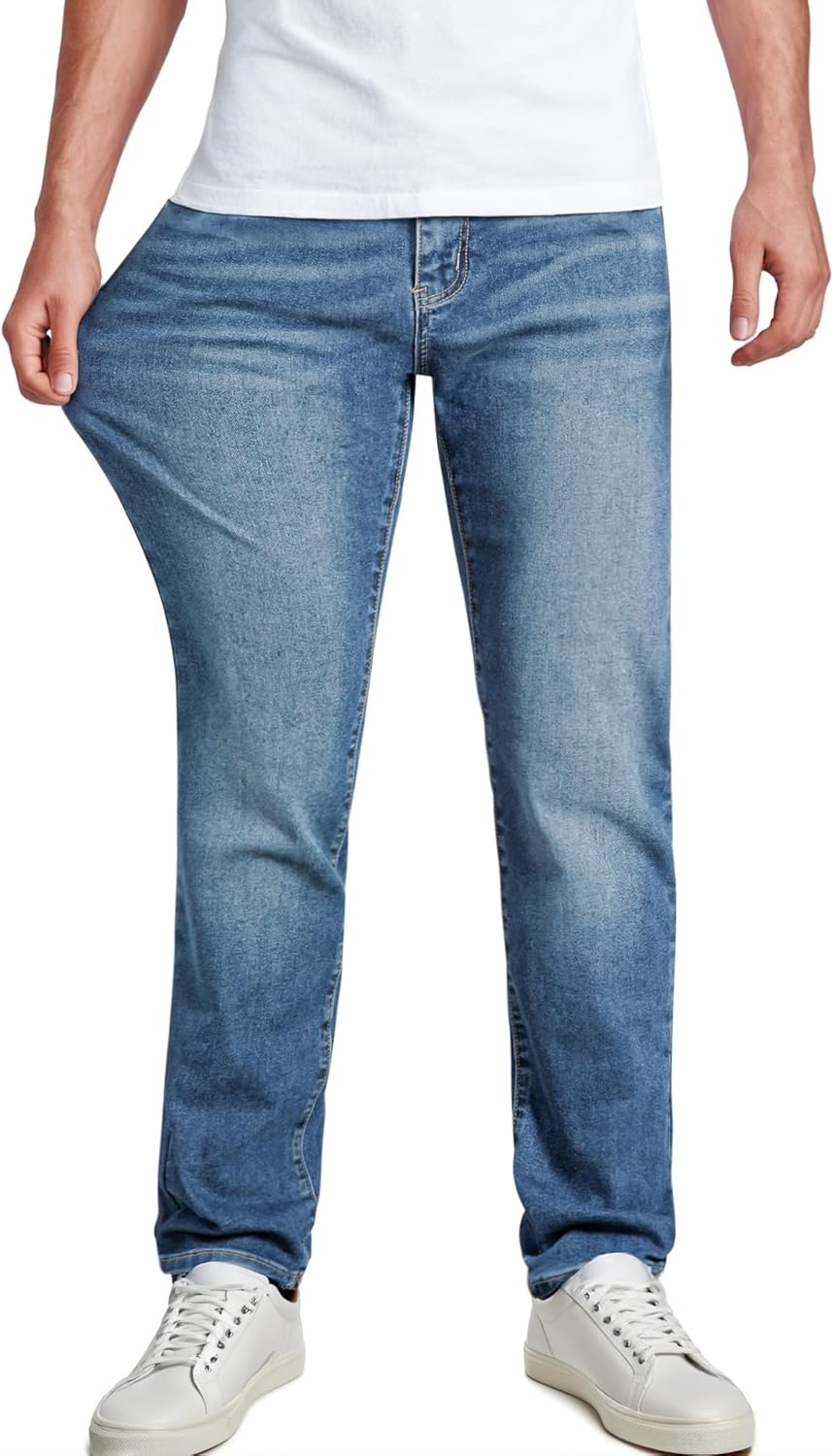 JMIERR Men's Stretch Jeans Regular Fit Straight Leg Casual Denim Pants