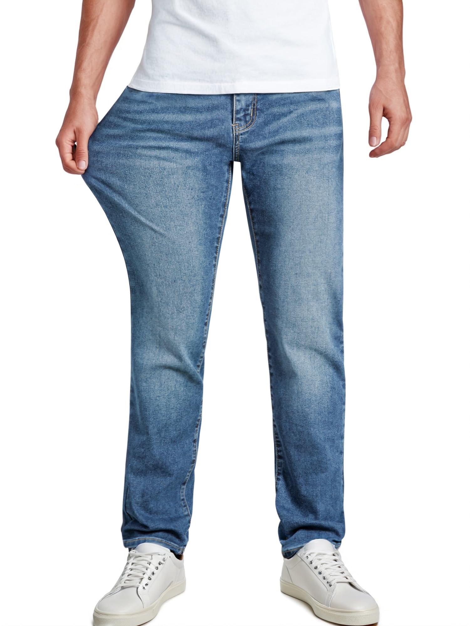 JMIERR Men's Stretch Jeans Regular Fit Straight Leg Casual Denim Pants