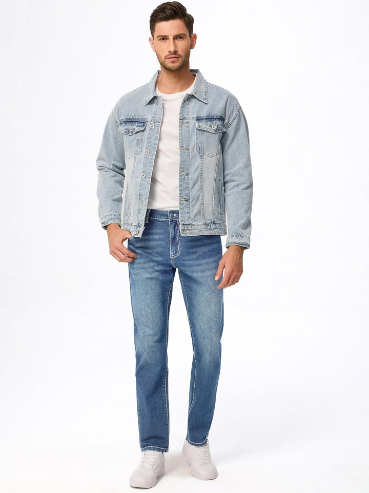 JMIERR Men's Stretch Jeans Regular Fit Straight Leg Casual Denim Pants