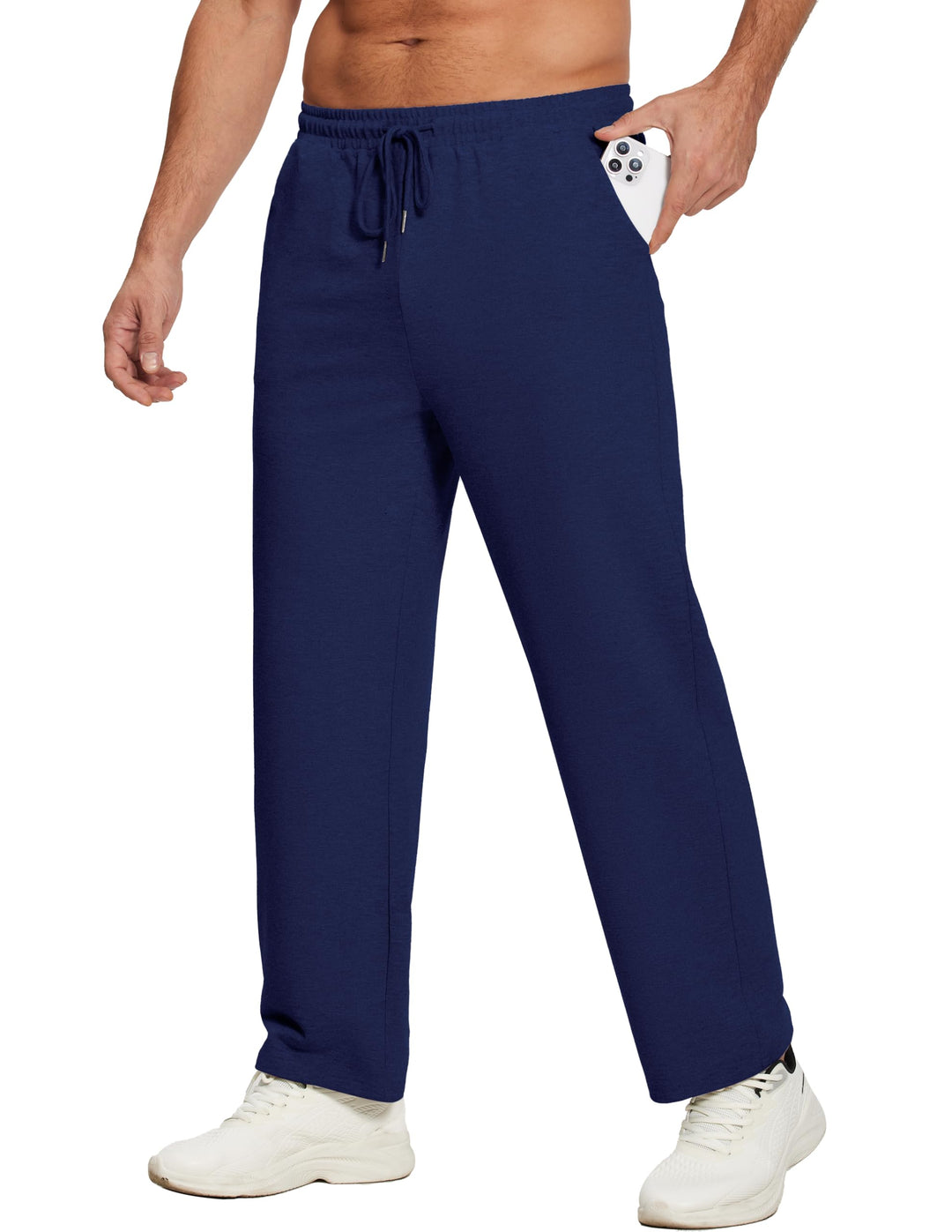 Deyeek Men's Lightweight Sweatpants Open Bottom Sweat Pants for Men Straight Leg Gym Sweatpants Lounge Pants with Pockets