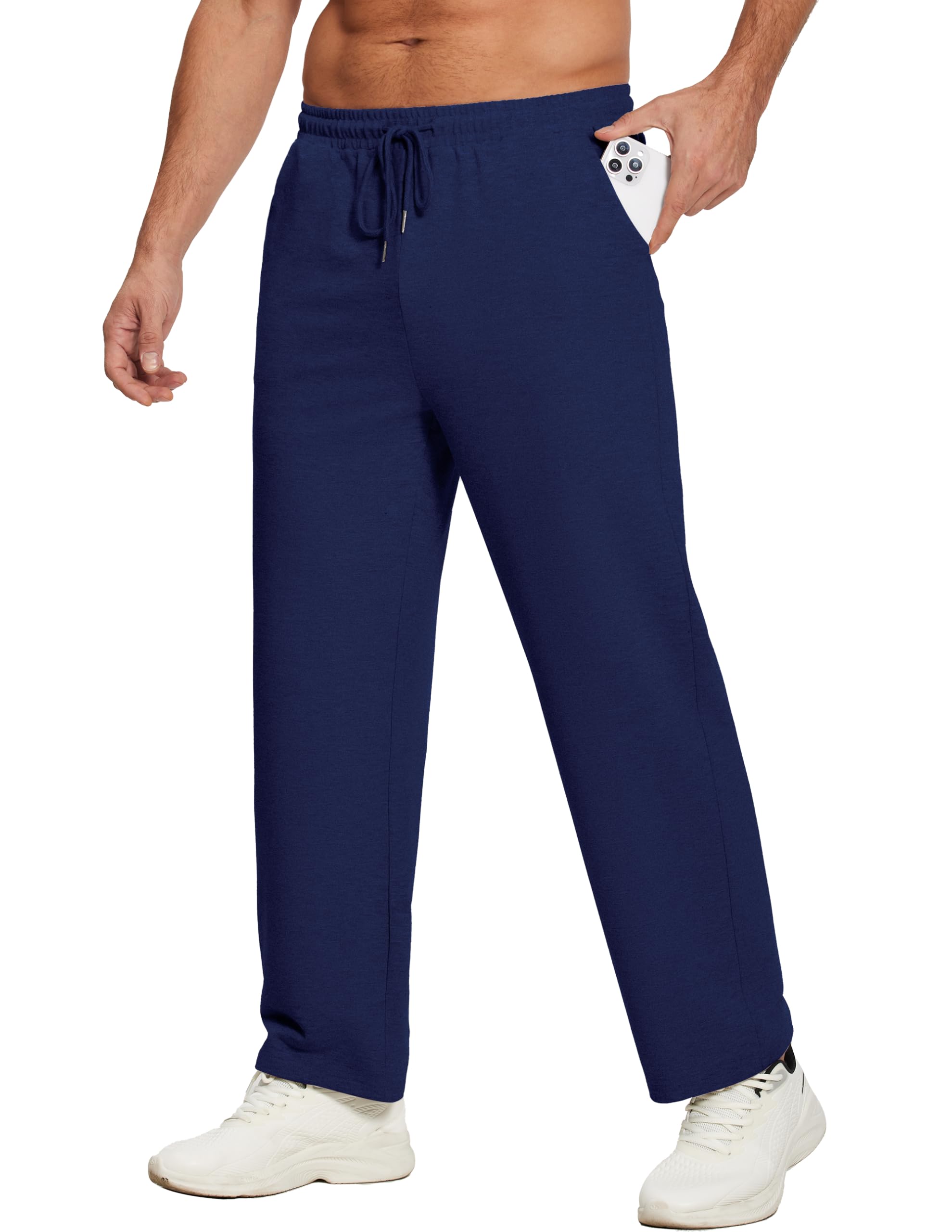 Deyeek Men's Lightweight Sweatpants Open Bottom Sweat Pants for Men Straight Leg Gym Sweatpants Lounge Pants with Pockets