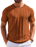 COOFANDY Men's T- Shirts Short Sleeve Knit Sweater Shirt Casual Crewneck Ribbed Pullover Tees