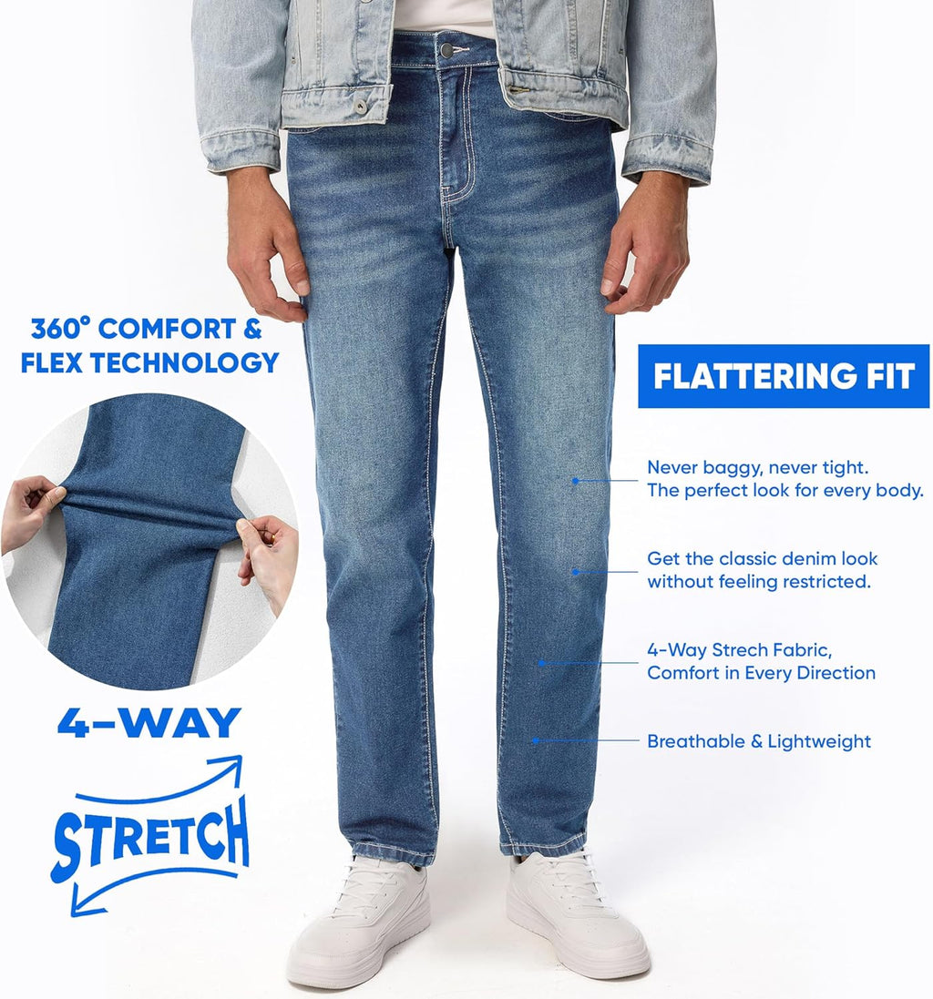 JMIERR Men's Stretch Jeans Regular Fit Straight Leg Casual Denim Pants