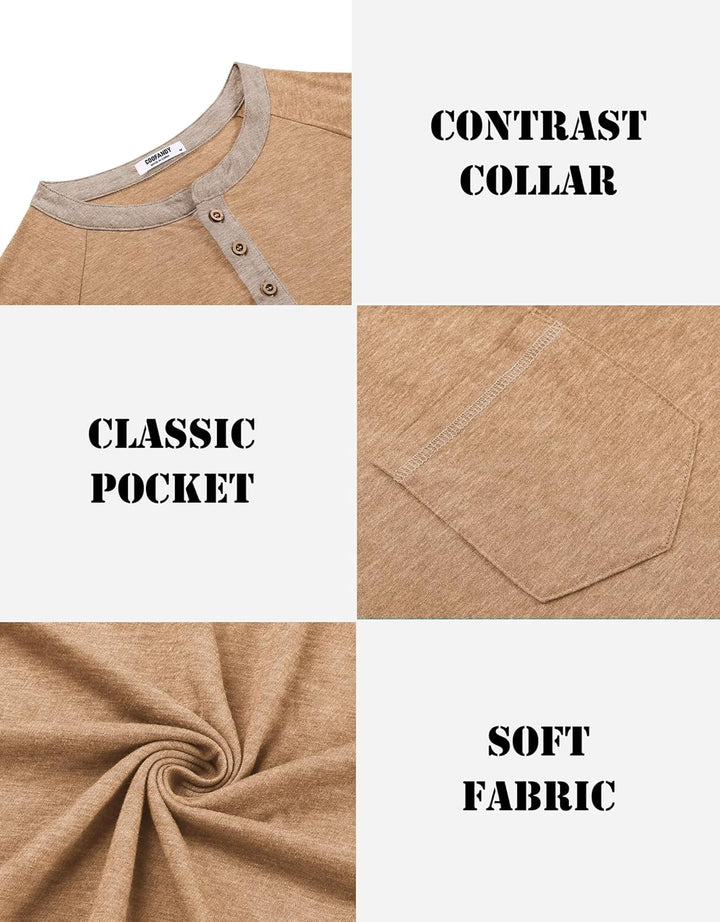 COOFANDY Mens Henley Shirts Short Sleeve Casual Button T-Shirts Basic Tee Shirts Summer Vintage T Shirts with Pocket