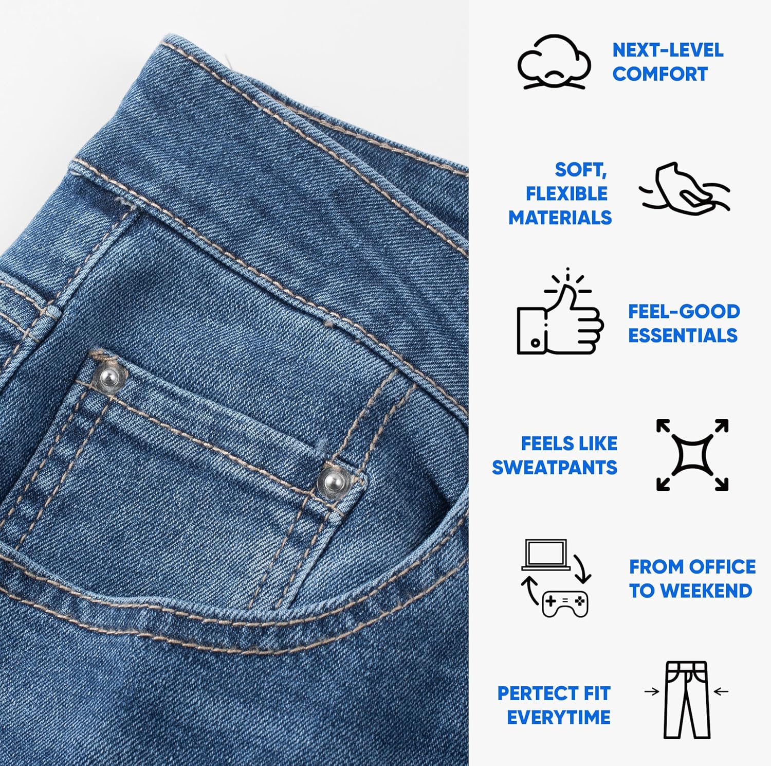 JMIERR Men's Stretch Jeans Regular Fit Straight Leg Casual Denim Pants